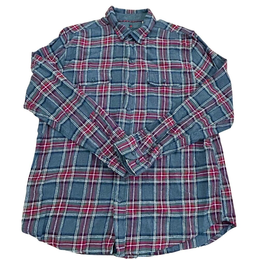 TWO Woolrich Long Sleeve Button Downs 100% Cotton Flannel Men L Shirt Red Gray - Picture 4 of 11